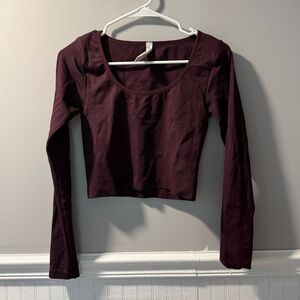 Athleta Burgundy Ribbed Crop Top Small